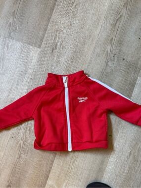 Reebok Red Kids Zip-Up Hoodie with White Stripe